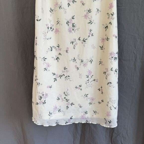 SHEIN Floral Slip Dress Light Yellow Ditsy Lettuce Hem Y2K Style Size Medium - Picture 3 of 10